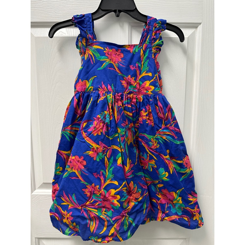 Crewcuts Blue Tropical Dress Size 8 Stains READ DESCRIPTION As Is
